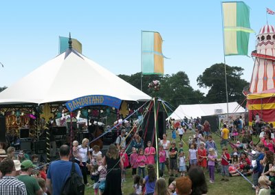 Camp festival bandstand set up outdoors, offering a perfect stage for live performances and event gatherings.